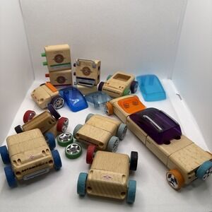 Automoblox Lot Wood Cars Pieces Tires Canopies Designed by Calello Played With